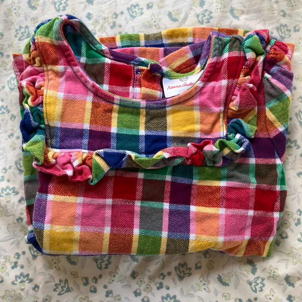 Hanna Andersson Multicolor Plaid Ruffle Top